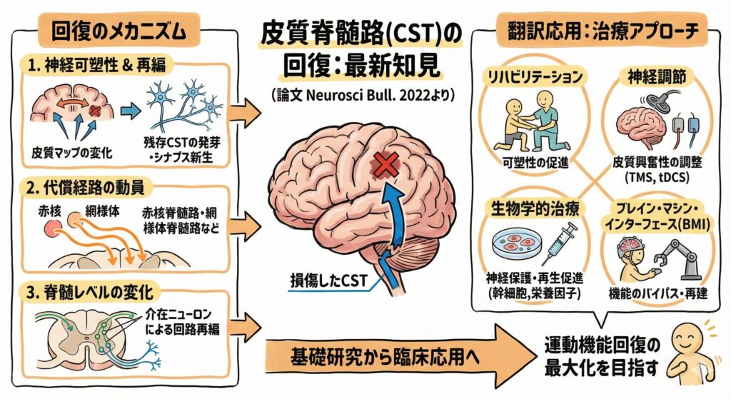 図2「皮質脊髄路の回復:最新知見」整理されることが多くなっています。