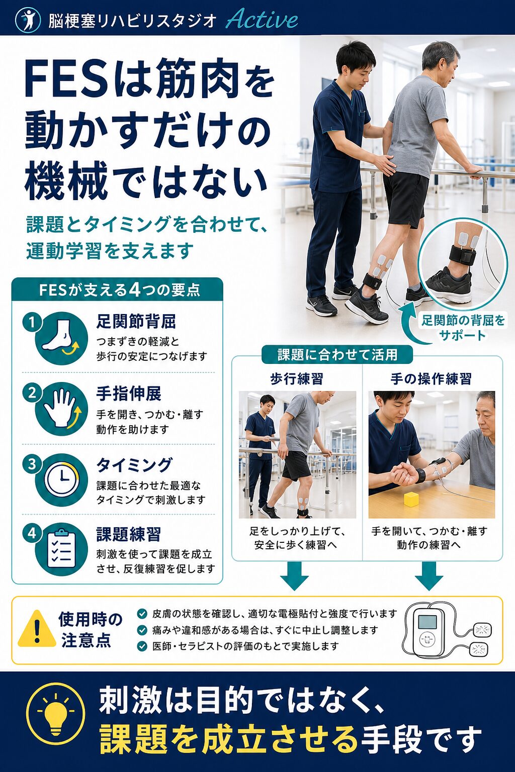 FESを脳卒中リハビリで解説する図解スライド1