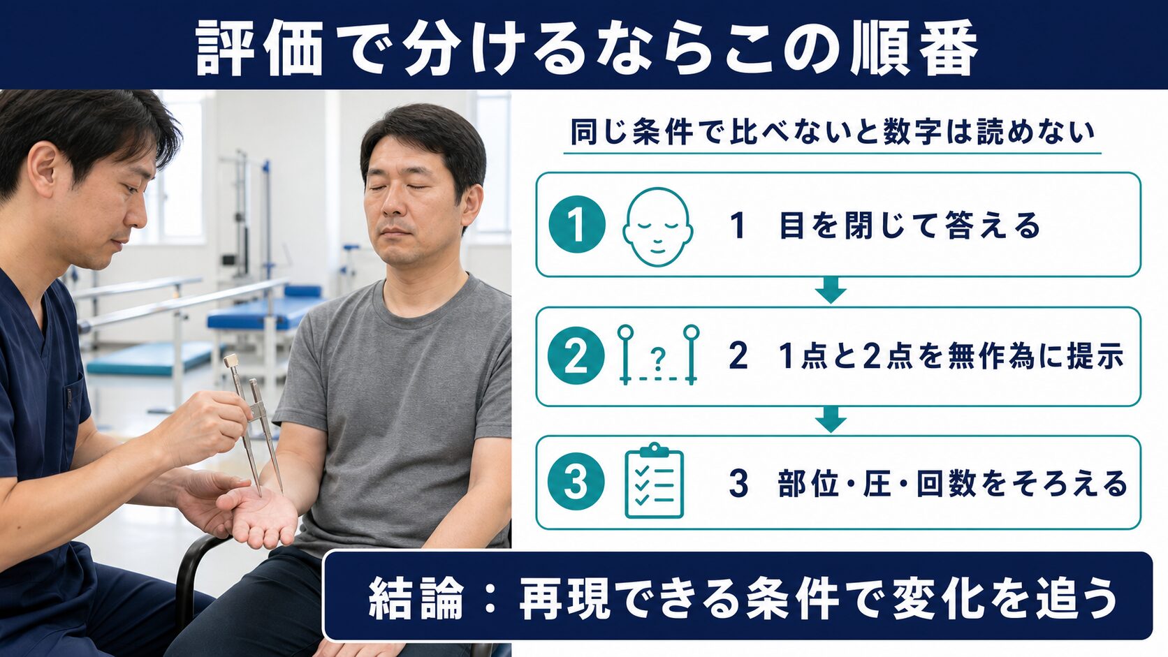 2点識別覚を再現可能な条件で評価する順番