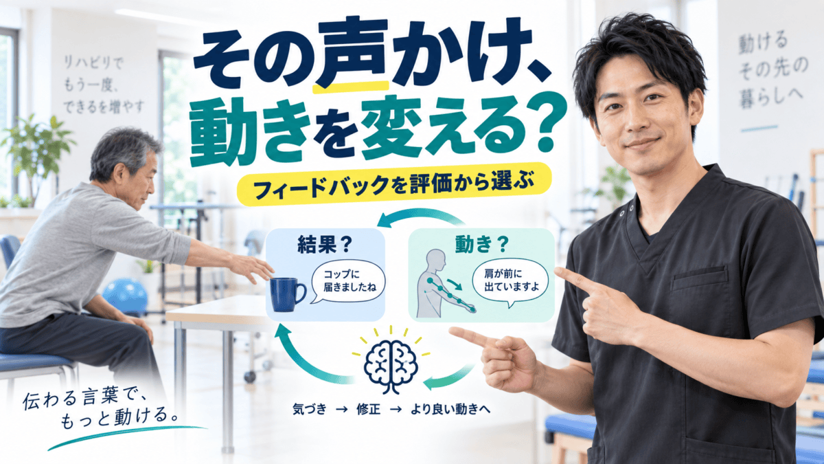 脳卒中リハビリで結果と動きの情報を評価から選ぶフィードバックのアイキャッチ