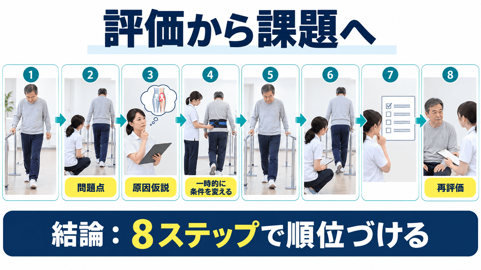 脳卒中後の痙縮を生活動作から8ステップで評価し課題設計する図解